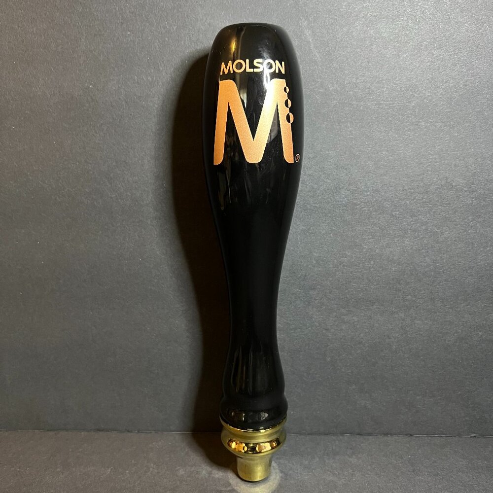 Vintage RARE Molson Black Ceramic Beer Tap Handle Knob Bartending Barware 10.5"